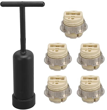 Hiraith 5Pcs G9 Ceramic Lamp Holder Temperature Resistance Zinc Alloy Rings Light Bulb Base Socket with Socket Rings Removal Tool