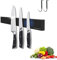 Magnetleiste Messer, 25CM Messerhalter Magnetisch aus Edelstahl mit Extra Starkem Magnet, Schwarz Messer Halterung magnet messerhalter Selbstklebend oder Bohren mit 2 Haken