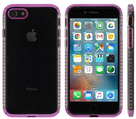 N NEWTOP Custodia Cover Compatibile con iPhone 7-8 - SE 2020-2022, Morbido TPU BORD DIAMOND Anti Graffio Trasparente Cornice Glitter Colorata Sottile Case Guscio Posteriore Proteggi (Fucsia)