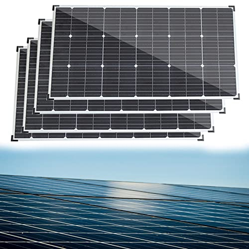 Kit de Panneau solaire, kit de Panneau solaire 200 W pour silicium monocristallin étanche Domestique, Chargement de Batteries 12 V avec contrôleur 40 A, Quatre pièces