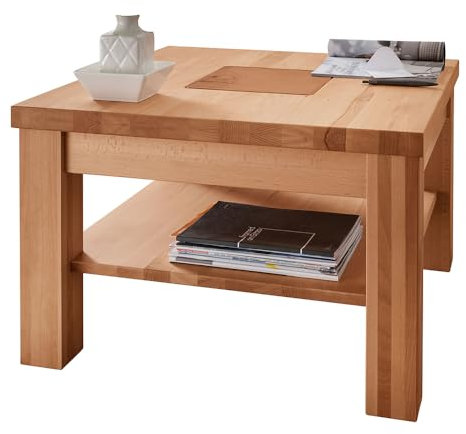 Lomadox Wohnzimmer Sofatisch Couchtisch 70x70cm, Kernbuche massiv geölt