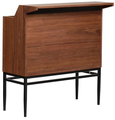 Ramsey 2083 Barschrank, Höhe 110 cm, mit Furnier aus dunklem Walnussholz, mit Fuß aus schwarzem Metall, natürliches und modernes Design