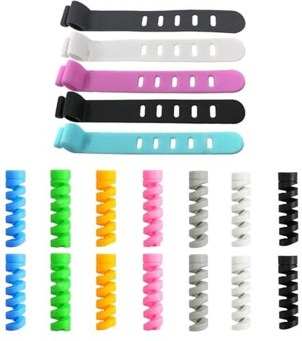 14 Pieces of Anti-Breakage Cable Winders, 5 Pieces of Cable Ties, Wire and Cable Protectors, Charger Cable Protectors, Phone Line Protectors