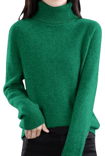 Women's Jumpers Merino Wool Cashmere Semi Turtle Neck Knitted Ladies Sweater Long Sleeve Solid Color Fashion Pullover Autumn and Winter Warm Loose Sweater Jumpers for Women UK Clearance