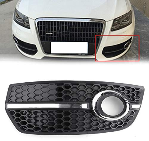 Artudatech Griglia paraurti Anteriore 1X Left Front Bumper Grill Fog Light Lamp Covers Trim Fit for Audi Q5 2009-2011 (No Logo)