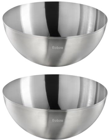 Bobzo 2-Pack Stainless Steel Serving Bowls 20 cm | Durable, Stackable & Easy-to-Clean | Perfect for Mixing, Serving, Meal Prep & More | Space-Saving Design, Ideal for Kitchen & Dining Essentials