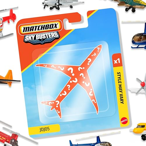 Matchbox Sky Busters flygplan (modeller kan variera) | Leksakshelikopter, rymdfärja, jetplan eller annat flygplan med rullande hjul och/eller snurrande propellrar, JDJ05
