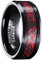 083BASE Herren Tungstenring mit Drachenmuster, 8mm Breite, Zirkonia-Einlage, in Blau, Schwarz und Rot erhältlich - Wolframkarbid Ring für Männer
