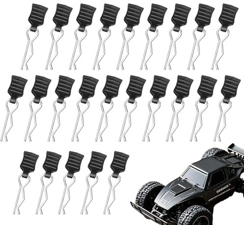 Werownsgso 24 Stücke RC Karosserie Clips, Körper Shell Pin Ersatzteile, Karosserieklammern Bent Springy R Pins, Edelstahl RC Befestigungsklammer Set für Fernbedienung Modell Auto Shell