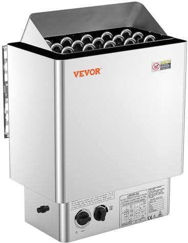 VEVOR Elektrischer Saunaofen, 8 kW, 400 V, 3N tragbare Saunaheizung für drinnen & draußen mit 3-Stunden-Timer, integrierte Steuerung für 8–12 m³, kommerzielle Hotel-Spa-Dusche, Edelstahl 430