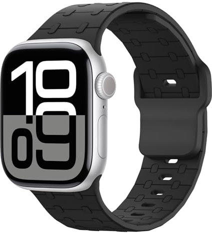 Astorgos Banda de Deporte Compatible con Apple Watch Ultra 2/Ultra 49mm,S10 46mm,9/8/7 45mm,SE/6/5/4 44mm,3/2/1 42mm, Banda de Silicona Ajustable Correa de Repuesto Transpirable, Negro