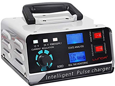 HFGDRH Portable Battery Charger Maintainer, 12V/24V Automotive Battery Charger, 400Ah Trickle Charger for Car, Truck, Boat, Motorcycle