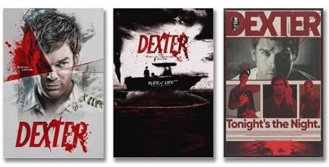 Maqiae - Set of 3 Dexter Comedy TV Series Vintage Retro Poster, Ästhetische Leinwand-Wandkunst für Zimmer, Schlafzimmer-Dekor 08x12inch(20x30cm)-3pcs