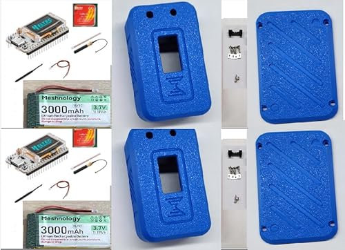 2 Set ESP32 LoRa V3 Modulplatine mit 868-MHz-Antenne + 3000 mAh Akku + Schutzhülle Integriertem WLAN Blue Tooth SX1262 CP2102 0,96 OLED Display Typ C für AR duino Lora Meshtastic IOT (N35, Blau)