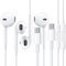 USB-C Headphones for iPhone 16, 2Pack USB-C Wired Earbuds with Mic and Noise Cancelling Remote for iPhone 16/16 Pro/16 Pro Max/15 Pro, iPad Pro, Galaxy S24/S23/S21/Ultra Note 10/20, Pixel 7/6/6a/5/4