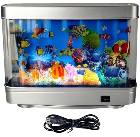Ruwshuuk Künstliches Aquarium Mit Fischdekor - Künstliches Aquarium Mit Beweglichen Fischen - Niedliches Realistisches Leuchten Sensory Deko Für Geburtstag Baby Erwachsene Kinder Nacht Freude