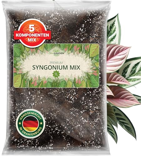 ORAGARDEN Syngonium Erde für Zimmerpflanzen und Garten - 1L Syngonium Substrat für Pflanzen, Palmen, Blumen, Grünpflanzen - 5 Komponenten Blumenerde