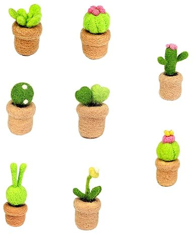 HOMSFOU 8stücke Mini Kaktus Nadelfilz Mit Wollfilz Für DIY Basteln Starter Kit Zum Filzen Material Für Kaktus Ornament Und Kreatives Handwerken