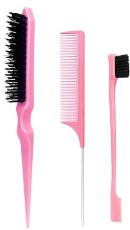 Lot de 3 outils de coiffure polyvalents pour coiffure, pinceau, peigne à queue de rat