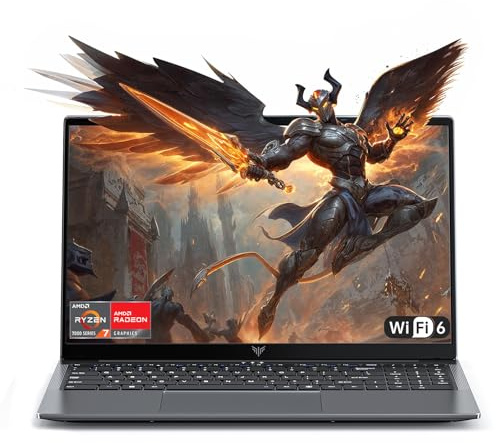 KAIGERR - Gaming Laptop, 16 with AMD Ryzen 7 7730U (8C/16T, up to 4.5GHz), 16GB RAM 512GB NVMe SSD Windows 11, Radeon RX Vega 8 Graphics, WiFi 6, KB Backlit