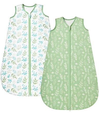 ToyaTec Baby Schlafsack 1.0 Tog, 2er Pack – Superweiches Viskosegewebe aus Bambus, Reiner Bio-Bambusfaser-Schlafsack für Babys, für Frühling, Sommer und Herbst(Grün,S)