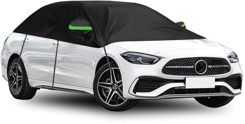 Auto Halbgarage Wasserdicht Universal Halbgarage Autoabdeckung, Abdeckplane Auto All Weather, Wasserdicht Staubdicht Sonnenschutz Wetterfest und Laub für Windschutzscheibe, Limousine Universel