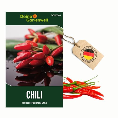 Tabasco Peperoni Etna Samen - Capsicum frutescens - Chilisamen - Scharfe Sorte - Gemüsesamen - Saatgut für 6 Pflanzen – 5er Pack (Vorratspack)