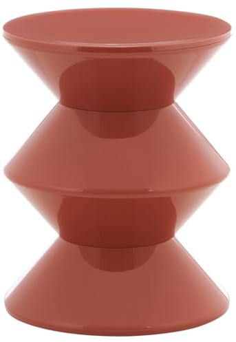 HowHomely Tisch Beistelltisch Couchtisch modern rot minimalistisch Sofatisch Nachttisch Kaffeetisch Seitentisch Ablagetisch Kunststoff geometrische Form kompakt Wohnzimmer