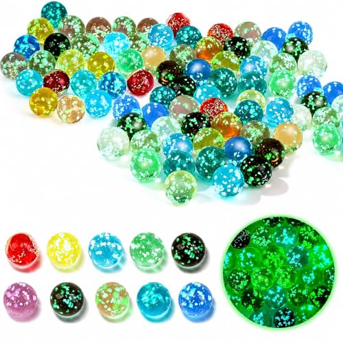 Murmeln,50 Stück Bunte Glasmurmeln,1.6 cm Fluoreszierende Glasperlen | Glasmurmeln Im Dunkeln Leuchten,Murmelspiel,Murmeln Glas
