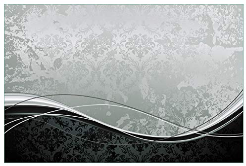 Wallario Küchenrückwand selbstklebend 90 x 60 cm, Motiv: Grau-Schwarze Schnörkelei mit Wellen | Spritzschutz abwischbar & pflegeleicht
