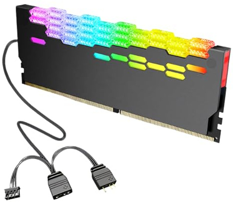 Xjdzineq Universals ARGB Memoria RAM Cover con 5V 3Pin Syncs e ABS Design per Migliorare Raffreddamento RGBs Memoria Radiatori