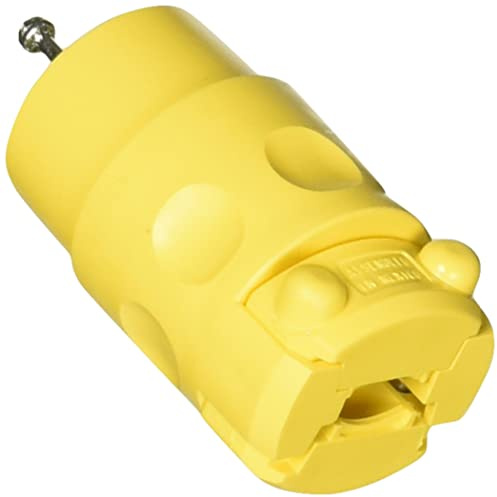 Leviton 15 Amp, 125 Volt, Commercial Grade Straight Blade Connectors, Pack of 1, 515CV, Yellow