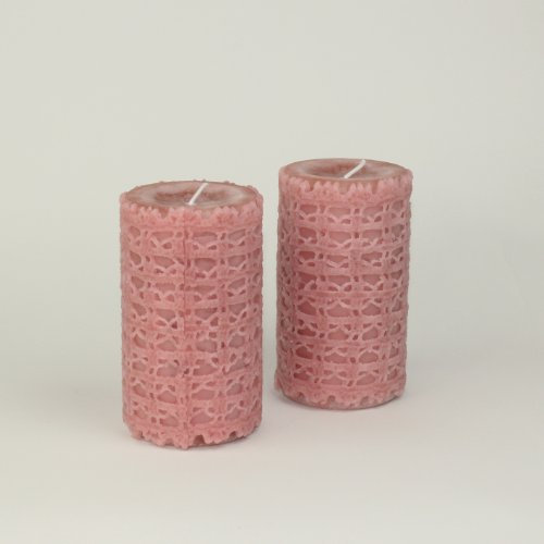 Candele a colonna, candele dell'Avvento, 2 pezzi, 130/75 mm, rosa antico