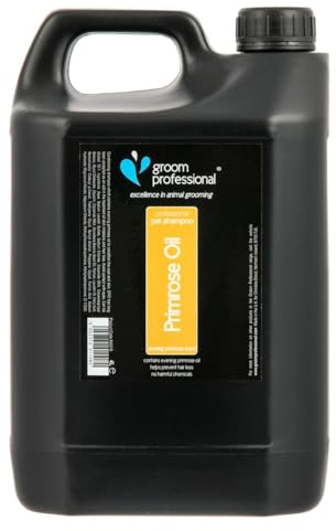 GROOM PROFESSIONAL Evening Primrose Oil Hundeshampoo - Hundeshampoo Gegen Juckreiz - Sensitiv Shampoo für Hunde - Stellt beschädigtes Fell Wieder Her - Hilft Haarausfall Vorzubeugen, 4 Liter