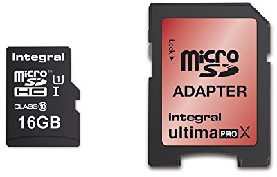 Integral Carte Mémoire 16Go MicroSDHC UltimaProX Haute Vitesse jusqu'à 95MB/s Classe 10, U3 + Adaptateur SD