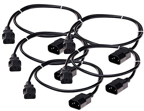 Pronomic IECIEC-0, 5 Kaltgeräte Verlängerung Netzkabel 0, 5m 5X Set | Kaltgeräte Stecker auf Kaltgeräte Buchse, Stecker C13 - C14, Farbe schwarz, 5 Stück im Set, Studio und Heimanwendung, Amps