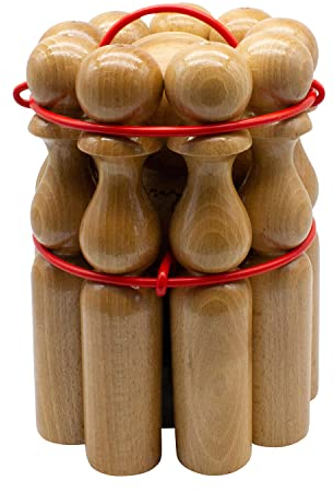 GICO Kegelspiel Kegel Set Bowling aus Holz für Kinder und Erwachsene – Der In- & Outdoor Spielspaß mit Qualitätsware aus Massivholz -Made in EU-Höhe 24 cm–3018