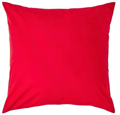 HOMESCAPES Perkal Kissenbezug 80x80 cm rot, Kissenhülle mit Reißverschluss, 100% ägyptische Baumwolle, Fadendichte 200