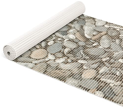 ANRO Weichschaummatte Badvorleger Bodenbelag Badläufer Antirutsch 130x300cm Steine Grau