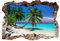 murando - 3D WANDILLUSION 210x150 cm Wandbild - Fototapete - Poster XXL - Loch 3D - Vlies Leinwand - Panorama Bilder - Dekoration - Strand Palmen c-C-0153-t-a