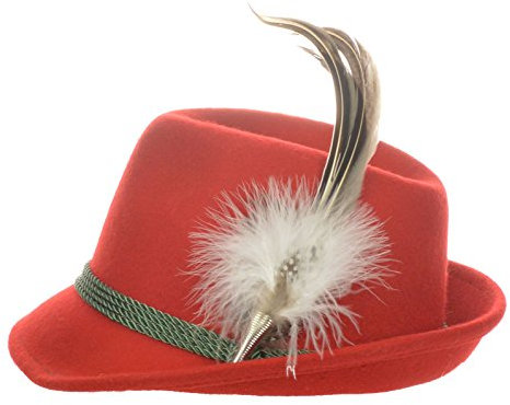 Trachtenhut mit Edler silberner Feder Rot 58