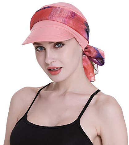 Newsboy Cap für Damen, Chemo-Kopfbedeckung mit Schals, Geschenke, Haarausfall, ganzjährig erhältlich, Koralle, Einheitsgröße