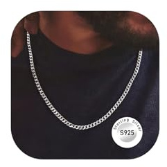 Men Necklace Chain 5mm 28 inch Silver Chain for Men Jewellery 925 Silve Cuban Chain Sterling Silver