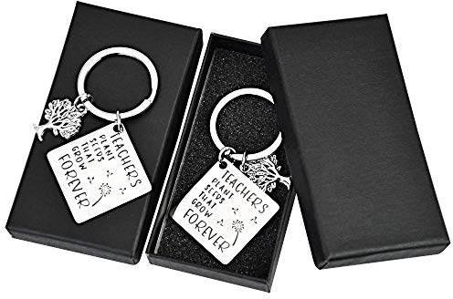 DECARETA 2 Stück Schlüsselanhänger Lehrer Edelstahl Lehrerin Dank Keychain Schlüsselbund mit Gravur Quader Rechteck Schlüsselring Anhänger Als Geschenk für Lehrer Lehrer Tag Thanksgiving