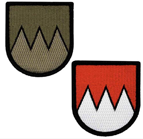 Café Viereck ® Bundeswehr Deutschland Bayern Franken Patch – Gestickt mit Klett – 5,5 cm x 6,5 cm – 2 Stück – Rot/Weiß & Oliv