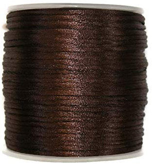 Jajasio Satinkordel 2mm, 10 Meter lang Schmuckschnur Dunkelbraun, Schmuckkordel, Flechtkordel Satinschnur