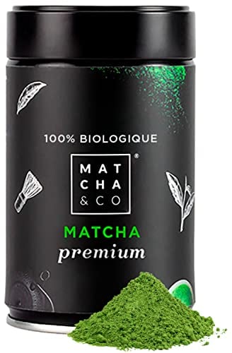 Matcha & CO Té Matcha Premium100% Ecológico, Grado Ceremonial, en Polvo Orgánico de Japón, Orgánico, 100% Natural, Té Verde, 80G
