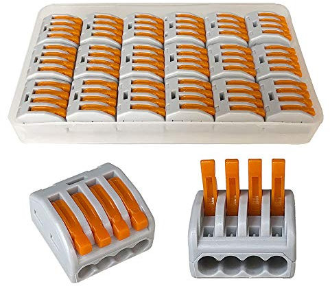 QitinDasen 18Pcs KV222-414 Palanca Tuerca Cable Conector, 4 Puertos Compacto Conductor, Rápido Resorte Bloque Terminal