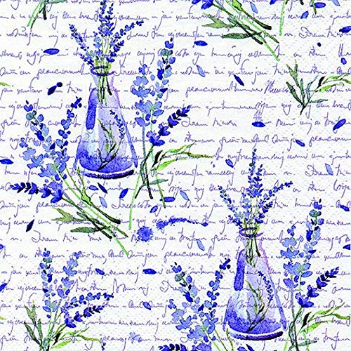 linoows Servietten 20 Stück, Lavendel in antiken Flaschen, Künstler Motiv 33x33 cm