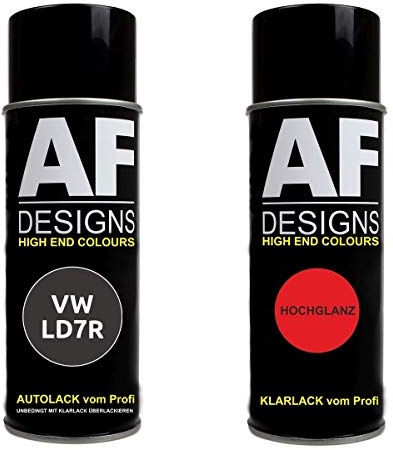 Autolack Spraydose Set geeignet für VW/Volkswagen Pepper Grey Metallic LD7R Basislack Klarlack Sprühdose 400ml